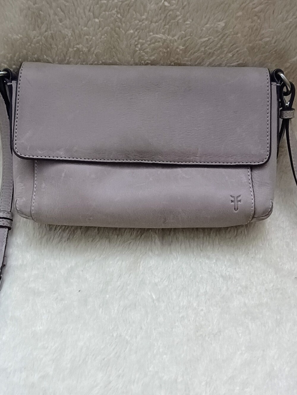 FRYE Reed Slate Gray Distressed Leather Crossbody Bag - Excellent Condition